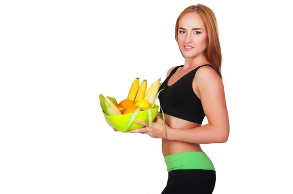 Mujer comiendo alimentos saludables — Foto de Stock