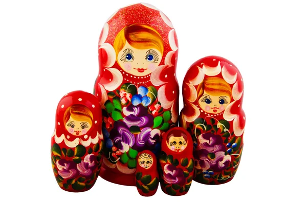 Russische poppen. geïsoleerd op een witte achtergrond. Matryoshka — Stockfoto