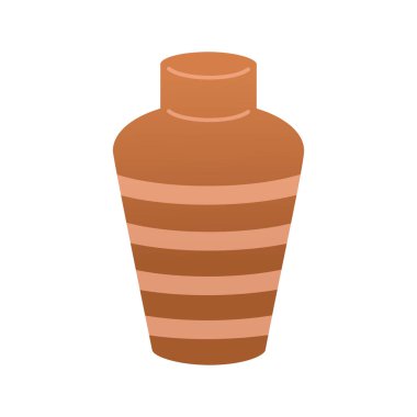 Seramik vazo, mutfak eşyaları, kavanoz ikonu. El işi hobisi vektör çizimi. Seramik tabak, renkli sofra takımı, kil ürün. El işi hobisi vektör çizimi.