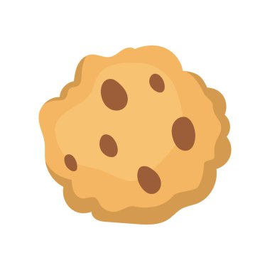 Çikolata parçalı kurabiye ikonu. Karikatür kurabiye vektör simgesi beyaz arkaplanda izole edildi. Noel pastası. Vektör