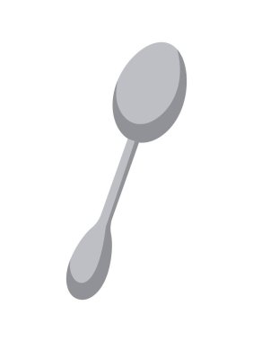 Çay kaşığı elle çizilmiş bir resim. Vektör beyazda izole edildi. Çizgi film kaşığı çizimi. Düz tasarım