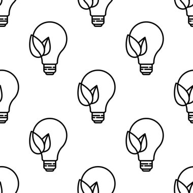 Yapraksız desenli ampul simgesi. Yeşil enerji tasarımı. Yenilenebilir enerji için vektör çizimi. Taslak simge dokusu