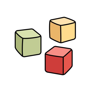 Renkli Türk Lokumu. Türk kültürünün gelenek niteliği. Beyaz arkaplanda vektör çizimi izole edildi. Türk ulusal tatlısı. Gül yapraklarından yapılmış Türk lokumu