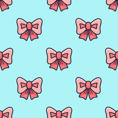 Şirin pembe fiyonk, saç fiyonku, çocuk giyim tasarımları için kusursuz papyon, cinsiyet partileri, bebek hediye kartları ve davetiyeler. Taslak yay, vektör dokusu