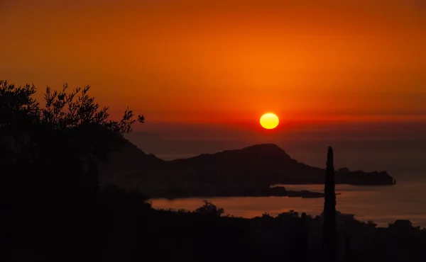 Гарний Захід Сонця Узбережжі Моря Керкіра Греція — стокове фото