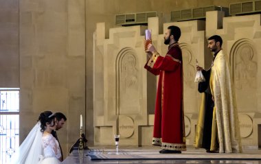 Erivan, Ermenistan - 30 Mart 2016: Aziz Gregory ışığı Katedrali düğün Ermenistan