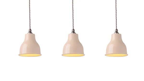 Tre Lampadari Sospensione Metallo Crema Smaltato Plafoniere Casa Lampade Studio — Foto Stock