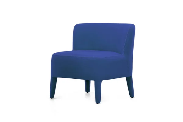 Klassischer Niedriger Sessel Art Déco Stil Blauem Samt Isoliert Auf — Stockfoto