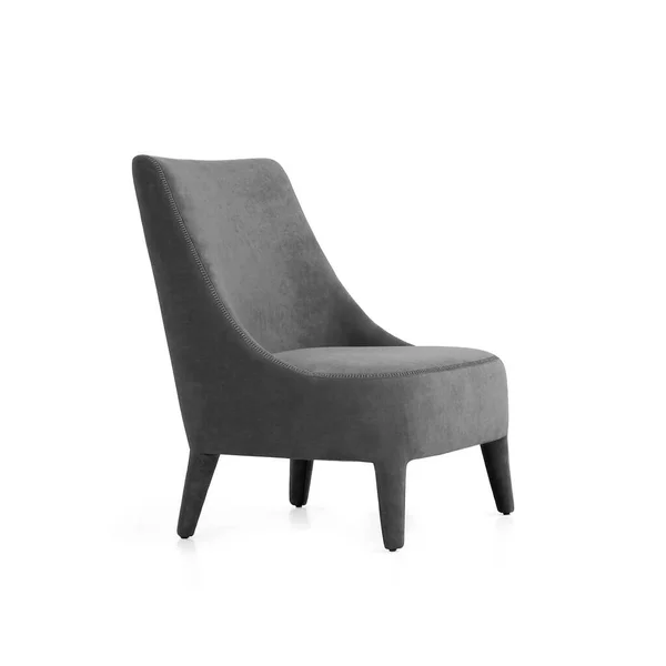 Sillón Clásico Respaldo Alto Estilo Art Deco Terciopelo Gris Aislado — Foto de Stock