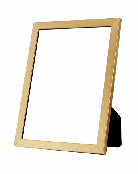 Quadro Vertical Branco Dourado Com Suporte Preto Para Fotografias Isoladas — Fotografia de Stock