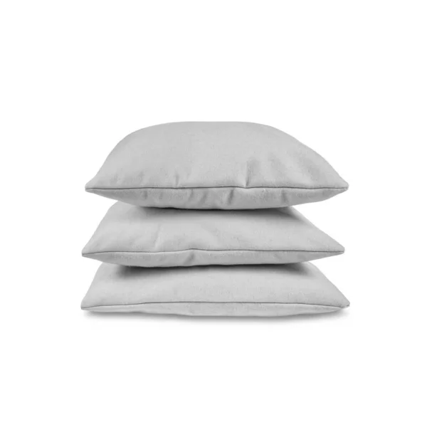 三个灰色的羊毛枕头堆在一起 彼此隔离在白色的背景下 — 图库照片