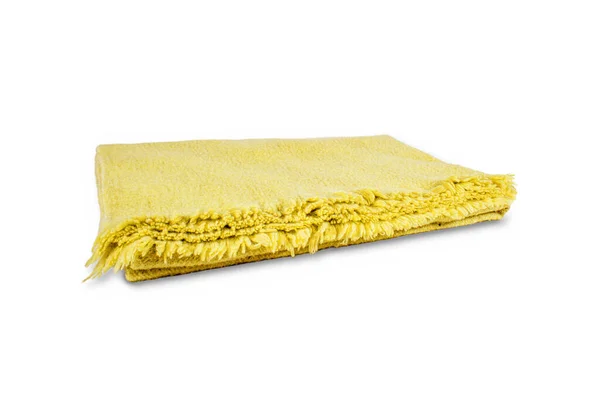 Sarı Yünlü Battaniye Beyaz Arkaplanda Izole Edilmiş — Stok fotoğraf