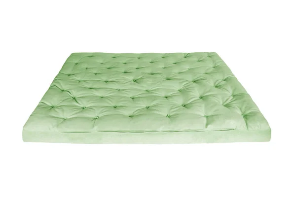 Colchón Cama Doble Verde Lima Hecho Lana Natural Aislada Sobre — Foto de Stock