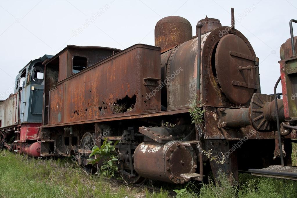 Abandoned train on railway