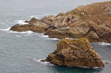 Sizun Kaptan, buzlu bir gün sessiz zaman (Brittany, Finistère, Fransa ile yakın çekim)