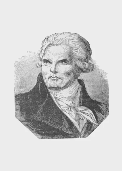 Danton, portrait of the revolutionary. Old engraving of 1890. — Stock Photo, Image