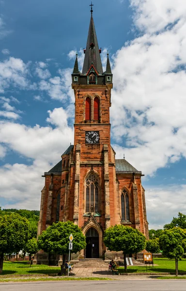 Front view of the cathedral in Vrchlabi, Czech Republic — Stock Photo, Image