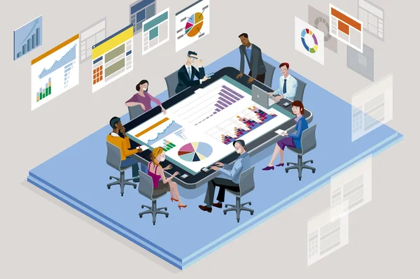 Office Meeting med stora tablett — Stock vektor