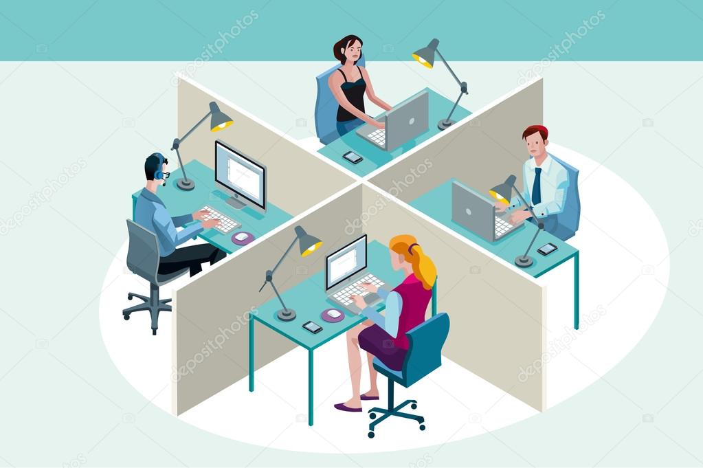 Office Workers Sitting at Their Desks