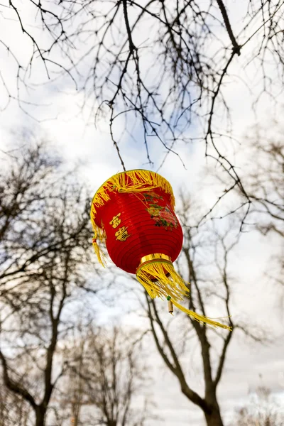 Röda kinesiska papper lanternor — Stockfoto