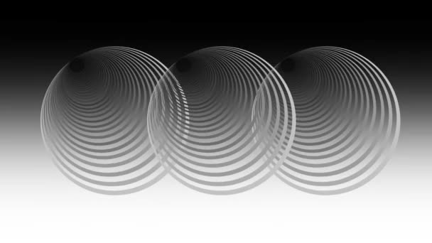 Três Itens Forma Cone Transparente Preto Branco Realizando Dança Suave — Vídeo de Stock