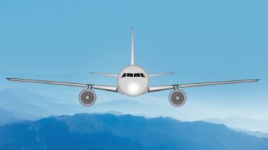 Dağ manzarasında hafif türbülanslı jet motorlu uçakların animasyonu