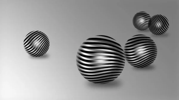 銀の色合いで現代のクリスマスボールとスプレー3Dデザイン — ストック写真