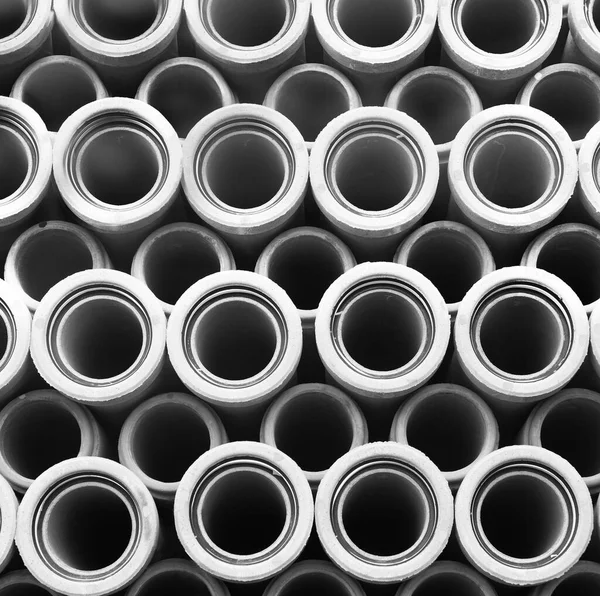 Monochrome Stack Concrete Drainage Pipes — Stock Photo, Image