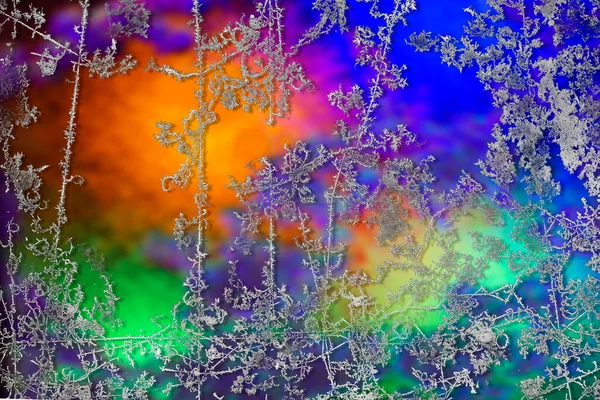 Diseño Abstracto Con Cristales Hielo Sobre Fondo Colorido — Foto de Stock