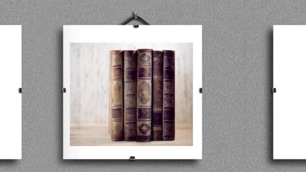 Picture Exhibition Illusion Vintage Book Suddenly Appears Come Out Photo — Stock Video