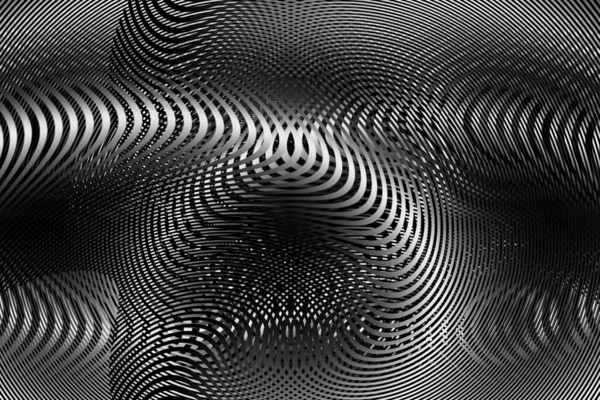 黒と白の抽象的な形で干渉効果があります 3Dレンダリング — ストック写真
