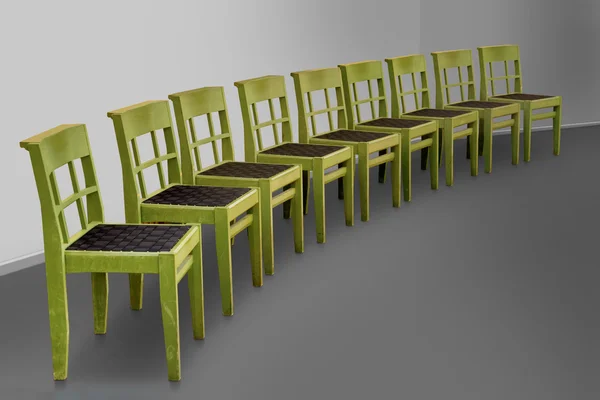 Fila de sillas verdes —  Fotos de Stock