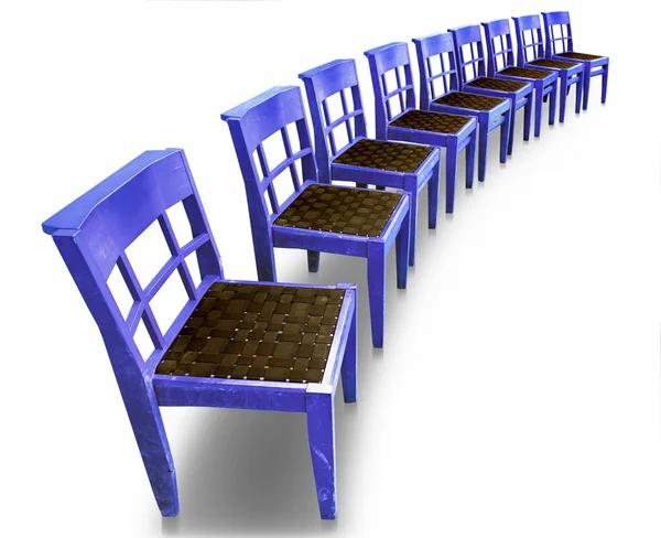 Rij van blauwe stoelen — Stockfoto