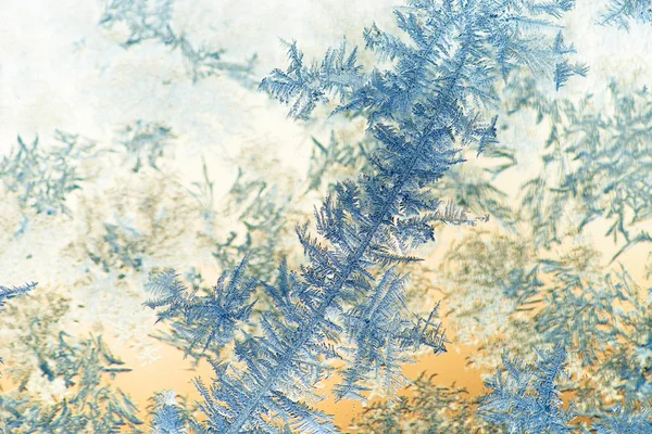 Ice crystals on glass — Stock Photo, Image