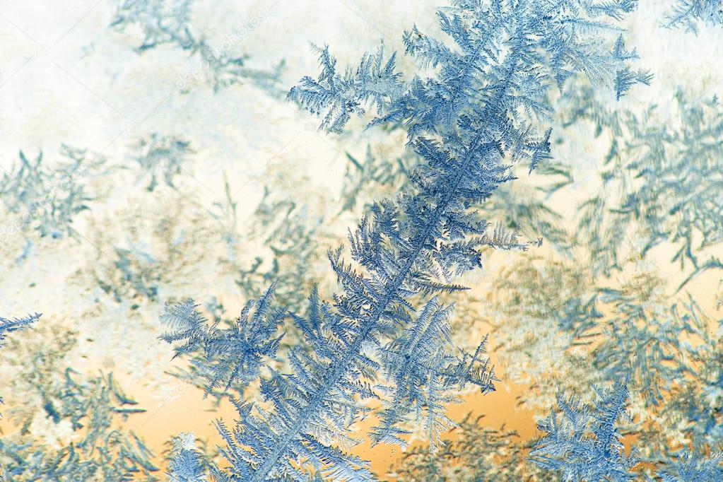 Ice crystals on glass