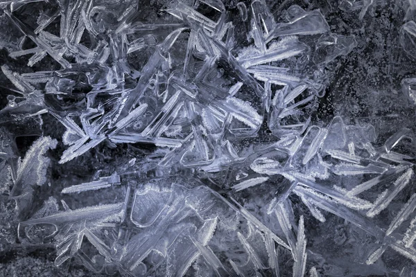 Ice crystals on frozen lake — Stock Photo, Image