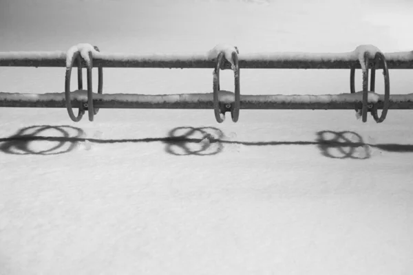 Bicycle rack after snow storm — Stock Photo, Image