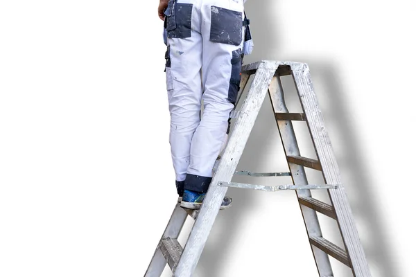 Hombre en escaleras de acero — Foto de Stock