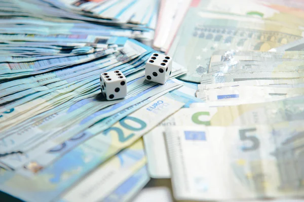 European currency euro banknotes money and dice
