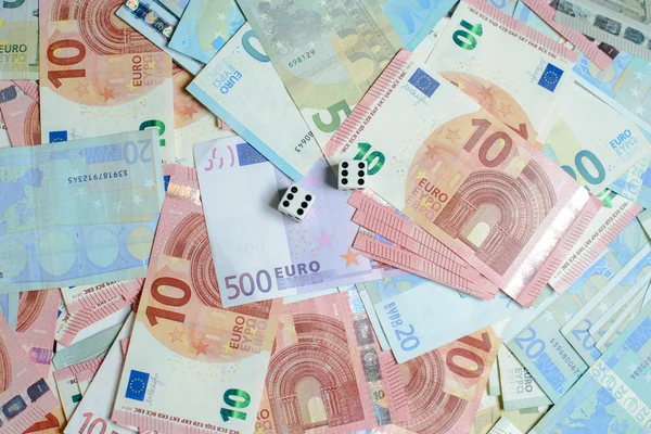 European currency euro banknotes money and dice