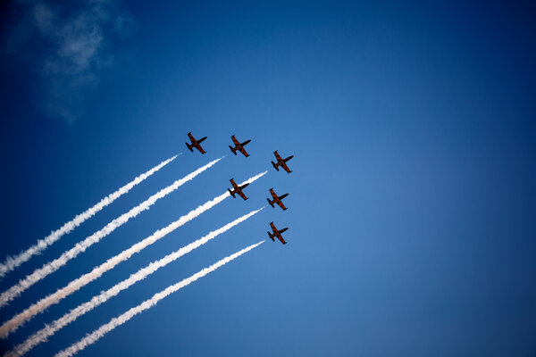 Avia show in blue sky
