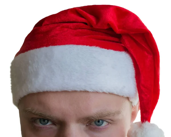 Head Tired Wicked Santa Claus Isolated White Background — Stock Photo, Image