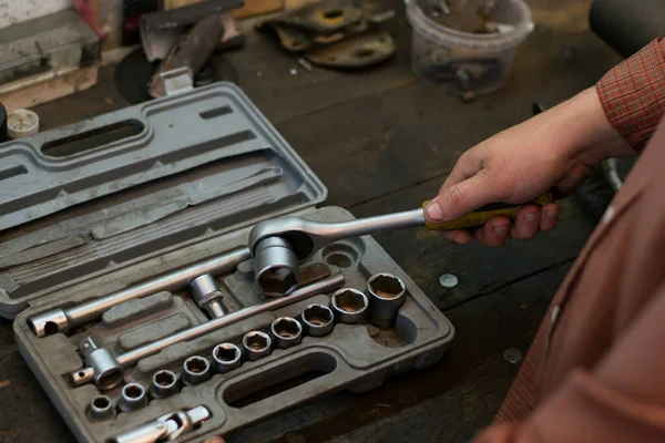 Mechanische Take Tool Van Set Tools Die Liggen Het Bureaublad — Stockfoto