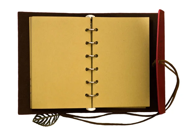 Зображення Верхнього Перегляду Відкритого Ноутбука Порожніми Сторінками Ізольовані Білому Тлі — стокове фото