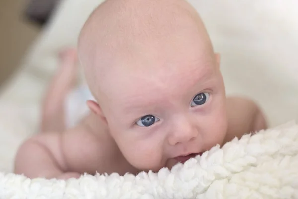 Portret Uroczego Noworodka Leżącego Brzuchu — Zdjęcie stockowe
