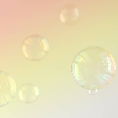 Çok renkli sabun köpüklerinin fotoğrafı, yaratıcı arka plan, seçici odak, tonlu resim