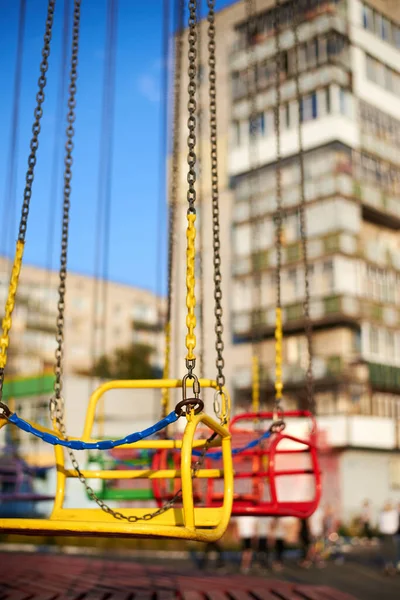 Seat Colorful Chain Carousel City Summer Day — Stock Photo, Image