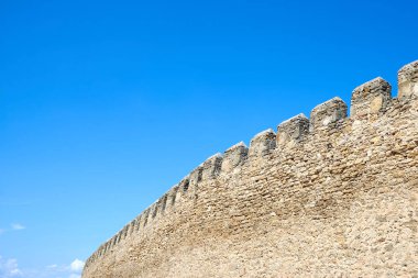 Ukrayna 'daki antik taş Akkerman kalesinin duvarları, tarihi eser..