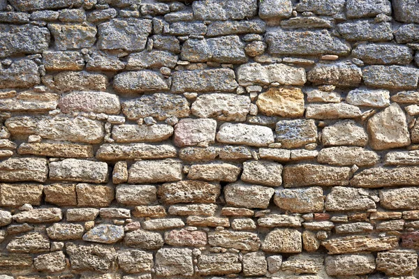 Teil Einer Steinernen Hellen Antiken Wand Hintergrund Und Struktur — Stockfoto