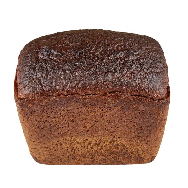 Pão Cozido Hora Centeio Escuro Isolado Fundo Branco — Fotografia de Stock